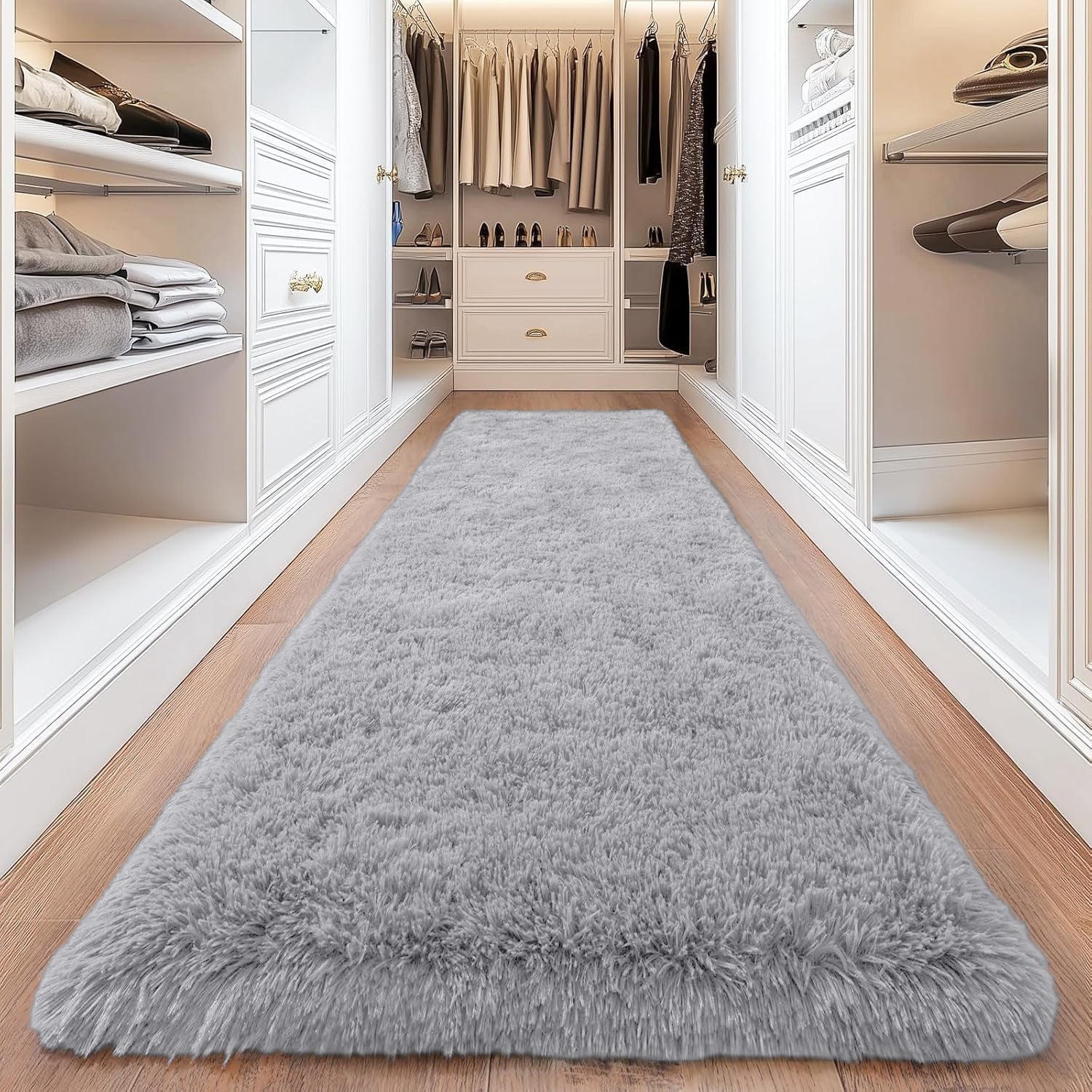 Shaggy Area Rug 4x6 - Soft Plush Non-Slip Indoor Carpet for Living Room Bedroom, Machine Washable Floor Mat in Navy White Beige Black Grey