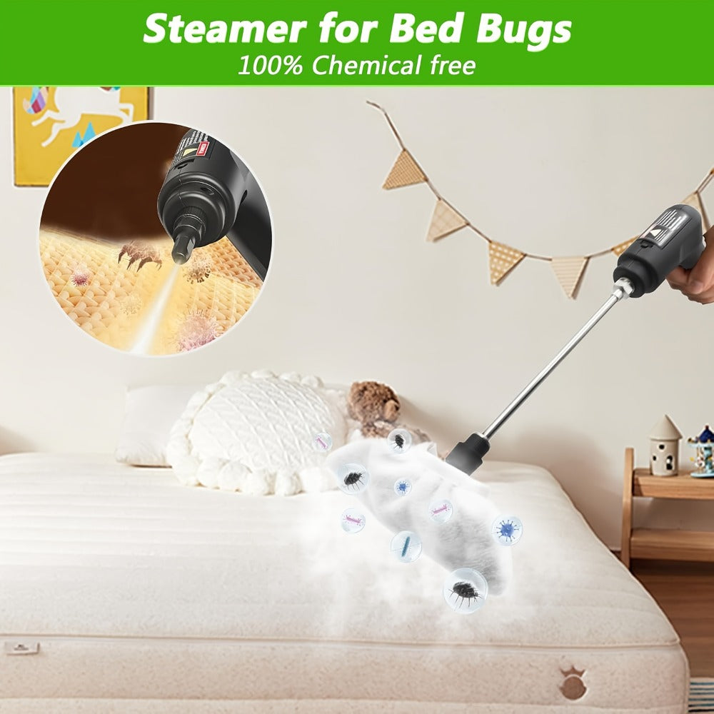 Handheld Steam Cleaner 1500W High Pressure 54.1oz Tank 3-Level Adjustable Portable Steamer for Home Car Furniture Tile Grout Bed Bugs Bathroom Kitchen Floor Upholstery