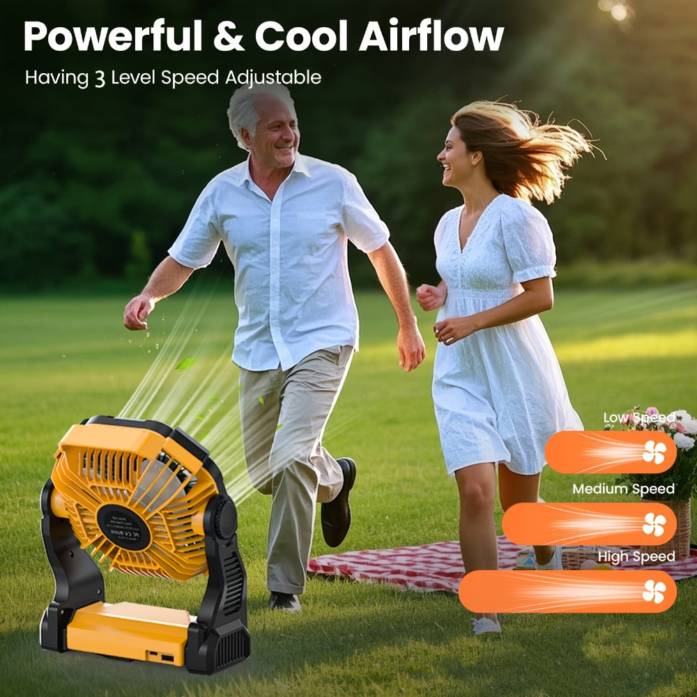 Camping Fan with LED Lantern, 3-in-1 Battery Powered Portable Fan Light for Tent Outdoor, Rechargeable Electric Fan with Timer 360¡ã Rotation, for Camping Hiking Barbecue Travel Emergency