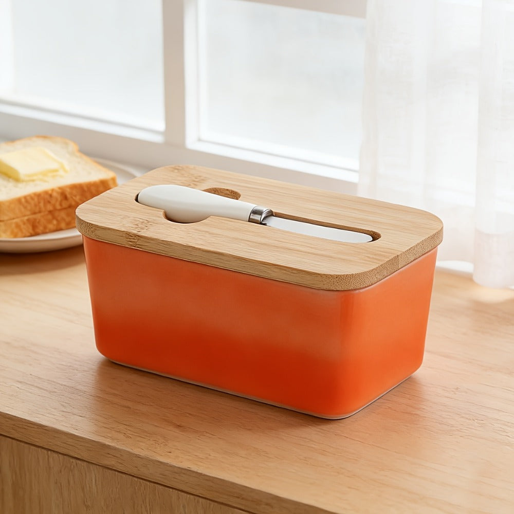 Ceramic Butter Dish with Lid and Knife ¨C Large Countertop Butter Keeper, Airtight Seal, Easy-Clean Design, Multiple Colors ¨C Kitchen Gift for Butter Lovers