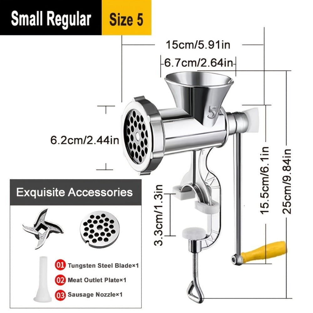 Manual Meat Grinder with Table Clamp Heavy Duty Stainless Steel Hand Crank Food Processor for Grinding Meat Vegetables & Spices ¨C No Electricity Required