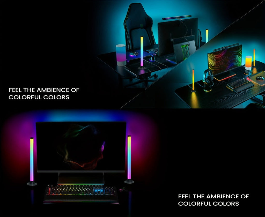 RGBIC LED Light Bar Music Sync RGB Ambient Lighting USB Powered 64+ Modes 16 Million Colors App Remote Control Desktop TV Backlight Mood Lamp Room Decor Night Light 2pcs