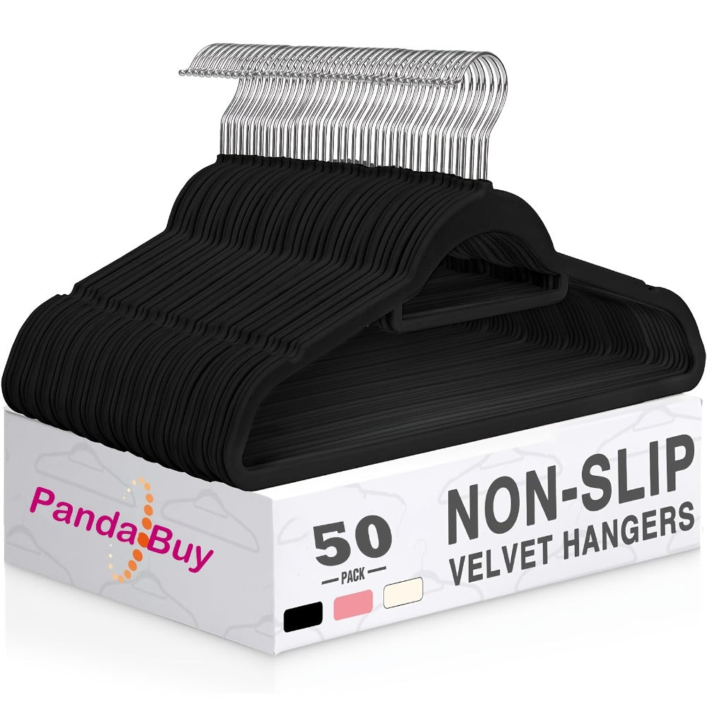 Velvet Hangers Non-Slip Slim Space Saving Clothes Hangers, Premium Flocked Suit Hangers for Closet Organization, Ultra Thin Strong Coat Hangers for Shirts Dresses Pants, 20 or 50 Pack Black Beige Pink
