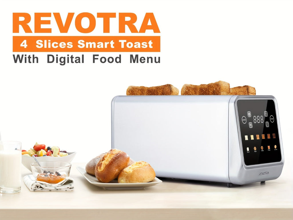 4-Slice Toaster Long Slot Stainless Steel ¨C Touch Screen LED Display, 1.5¡± Wide Slots, Countdown Timer, Memory Function, Dual Control, 6 Shade Settings