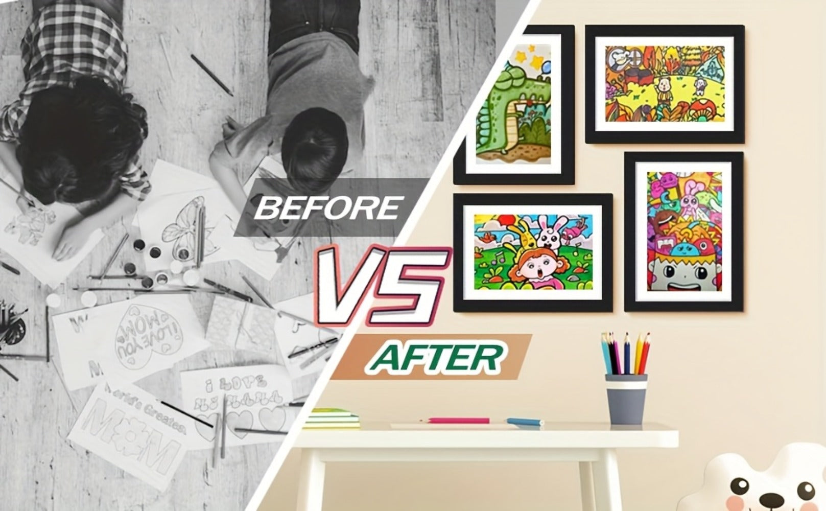 Kids Art Frame Changeable Front-Opening Display ¨C Children Artwork Picture Frame for 8.5x11 & 10x12.5 Drawings, Paintings & School Projects, Perfect Christmas & Holiday Gift, White / Wood / Black, 2/4/8 Pack
