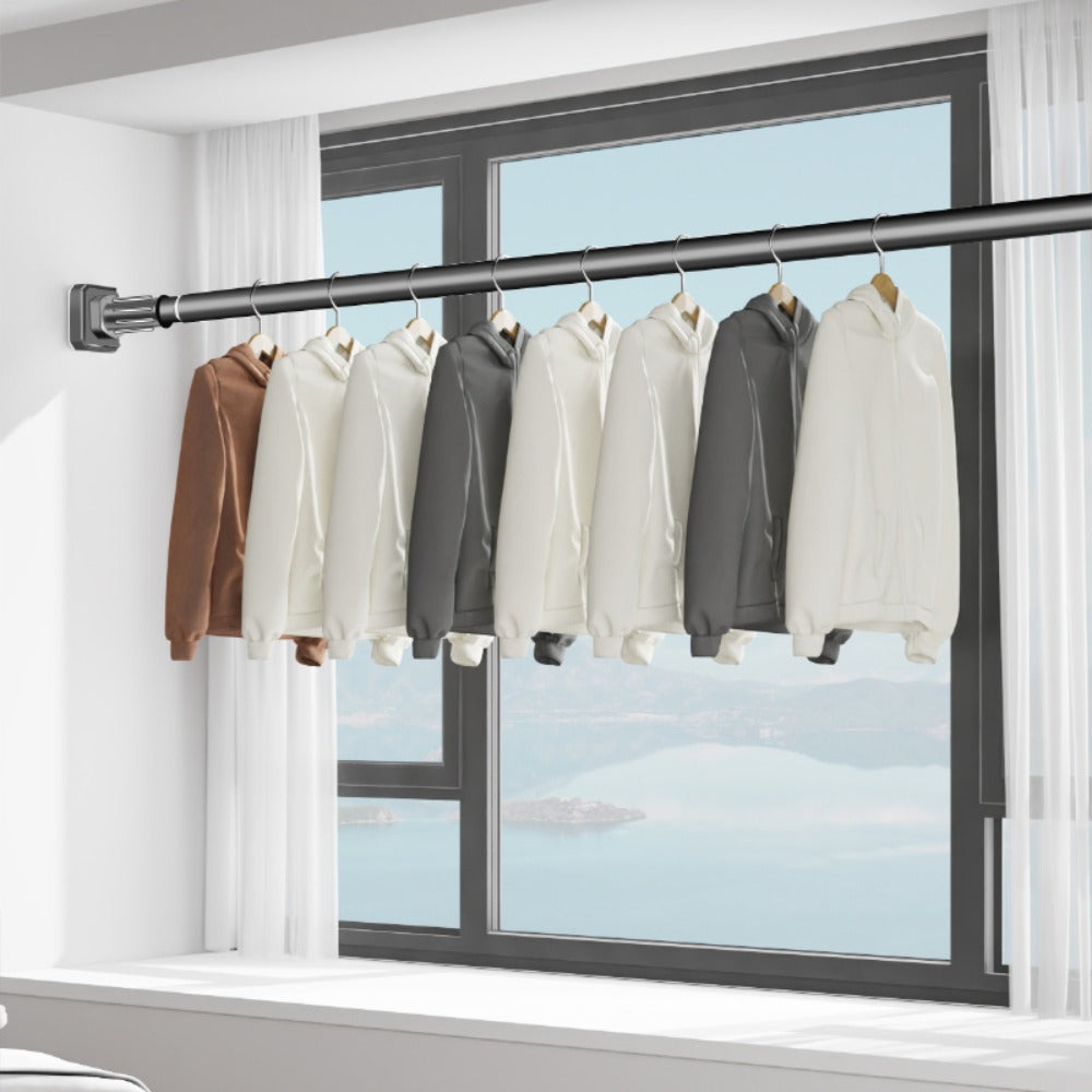 Tension Curtain Rod No Drill Telescopic Shower Bathroom Towel Rack Adjustable Hanging Rod Balcony Coat Hanger Drying Rod