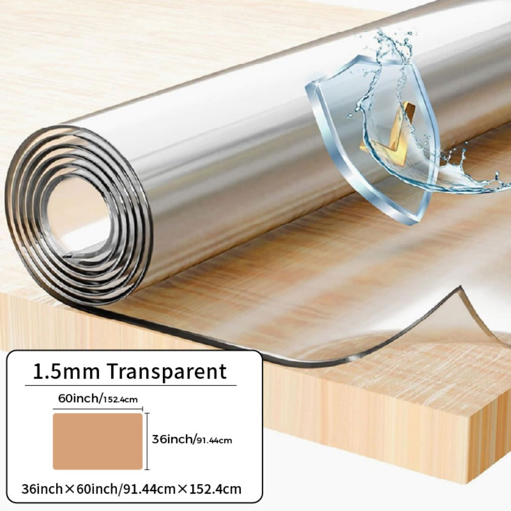 Clear PVC Tablecloth Table Protector 1.5mm Thick Transparent Table Cover Heat Resistant Scratch Resistant Waterproof Desk Mat for Dining Table Home Office Restaurant Coffee Table Multiple Sizes