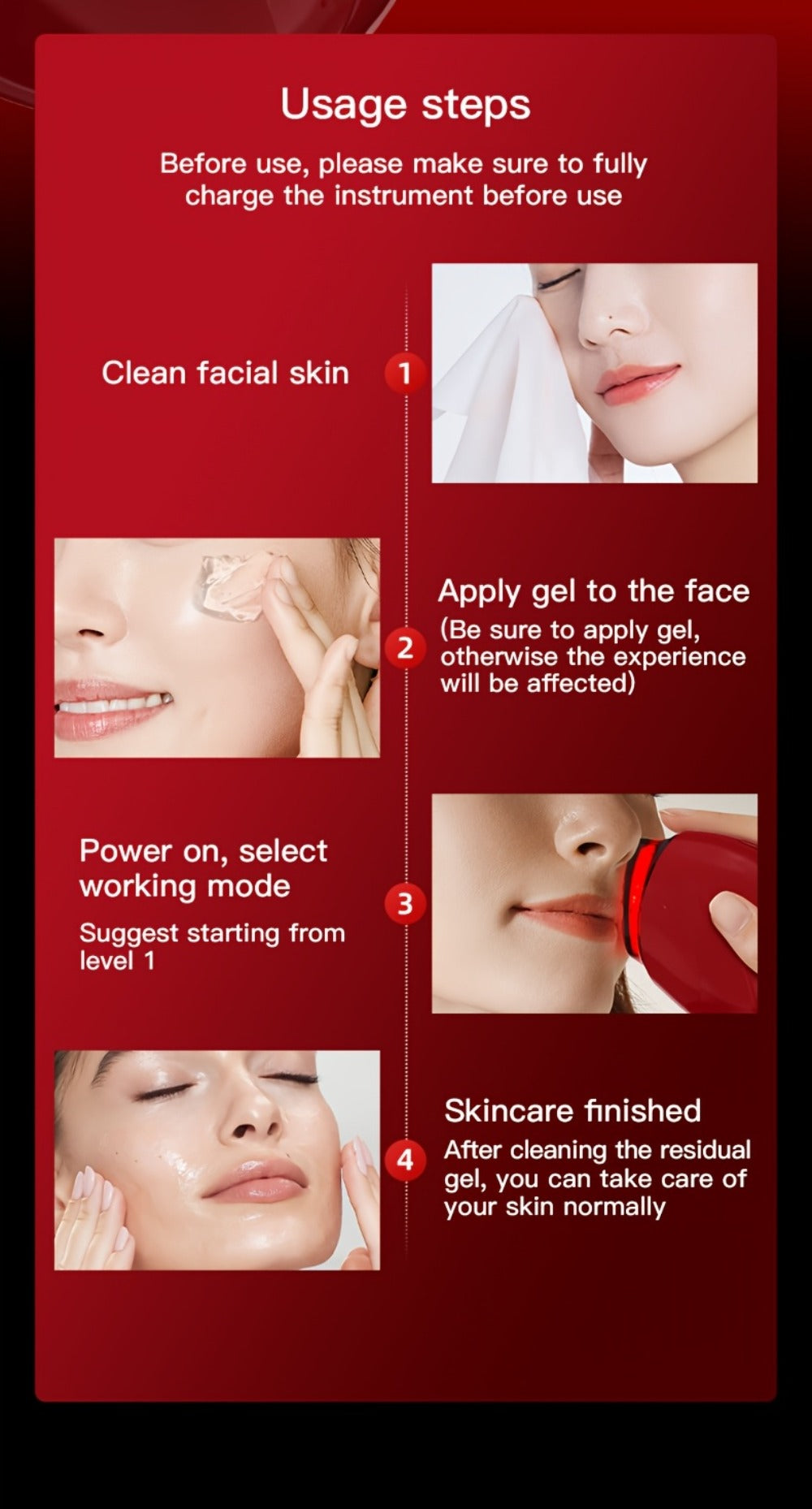 Handheld Beauty Device 3-in-1 Skincare Modes - USB Rechargeable Facial Care Tool with Color Light Therapy, Ergonomic Design, Multifunctional Face Massager for Home Skin Rejuvenation Anti-Aging