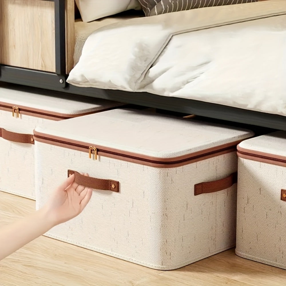 Foldable Storage Bins with Lids 2 Pack - Large Capacity Collapsible Storage Boxes Organizer for Clothes, Blankets, Books, Toys, Under Bed Storage, Closet Shelf