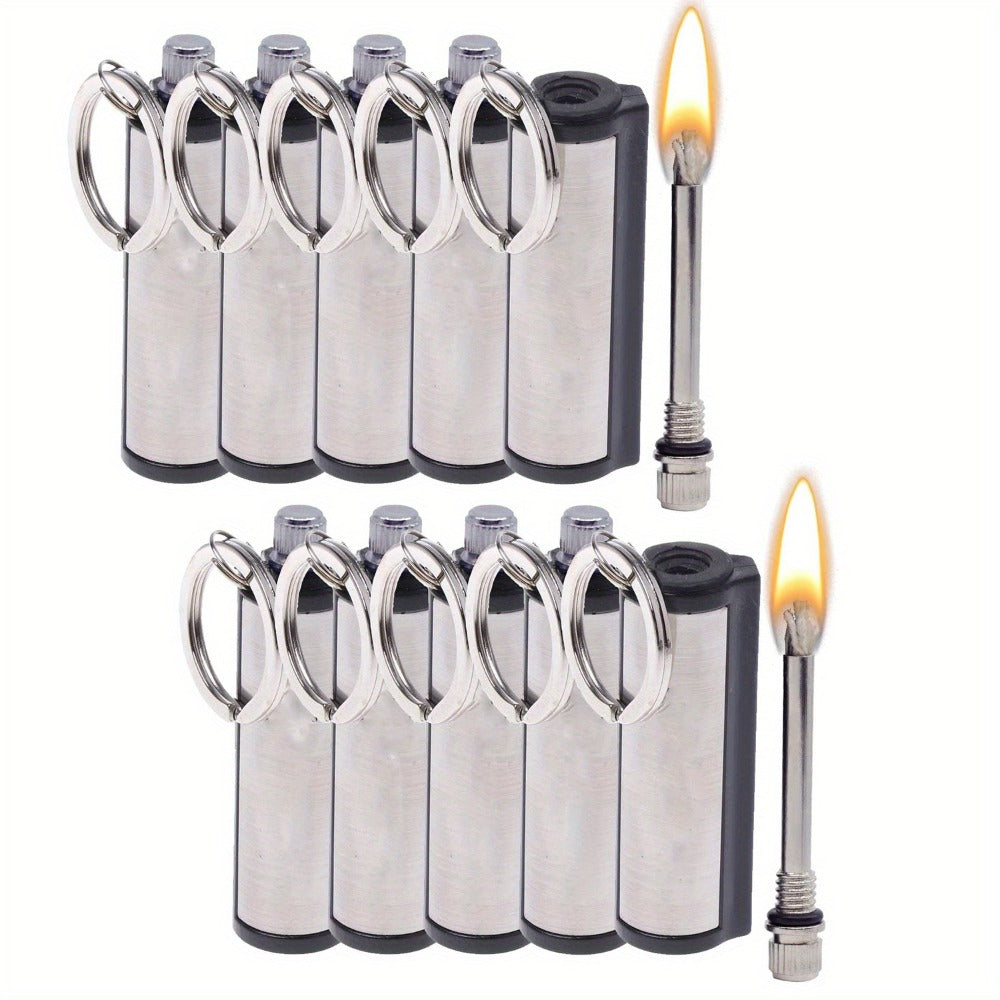 Metal Match Kerosene Lighter 10pcs, Emergency Survival Matches Multi-Functional Keychain Fire Starter for Outdoor Camping Hiking Survival Gear, Windproof Reusable Fire Starting Tools ¨C No Lighter Fuel Included