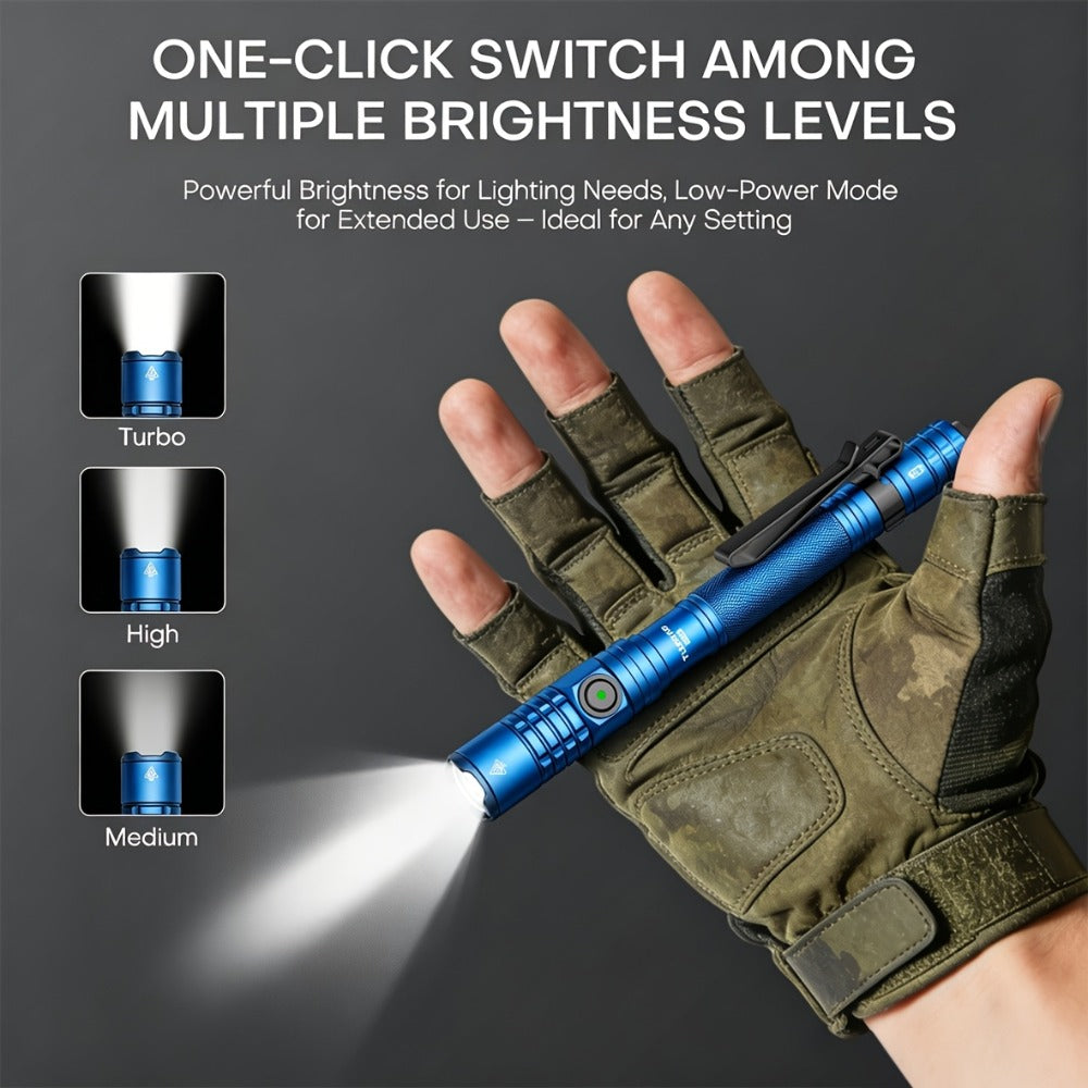 Tactical Penlight 1200 Lumen EDC Flashlight | High-Brightness Torch with Tail Switch Multi-Mode | Slim Pocket Light for Everyday Carry, Camping, Outdoor Activities & Work Lighting