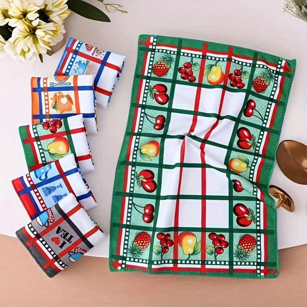 Holiday Kitchen Dish Towels Set of 6 - Colorful Printed Dishcloths Soft Absorbent Tea Towels for Kitchen Decor