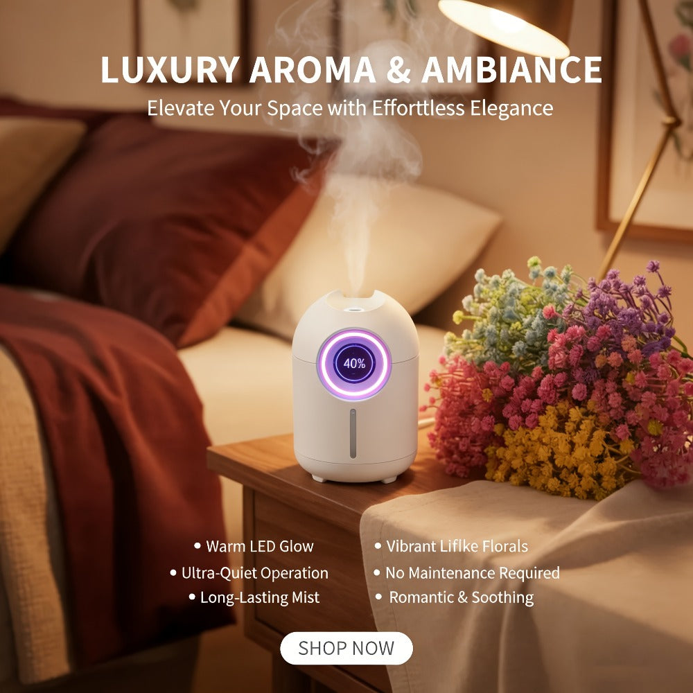 Aroma Humidifier Set of 3 with Soft LED Night Light | Quiet Mini Humidifier Pack, Adjustable Mist, Room Air Freshener for Bedroom, Living Room & Office | Holiday Gift Set White & Green