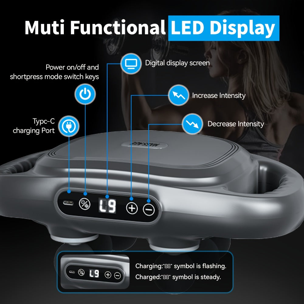 Tapping Massage Gun with 6 Interchangeable Heads ¨C USB Rechargeable Handheld Deep Tissue Vibration Massager for Back, Neck, Shoulders, Legs & Full Body Muscle Relaxation, Professional Home Massager