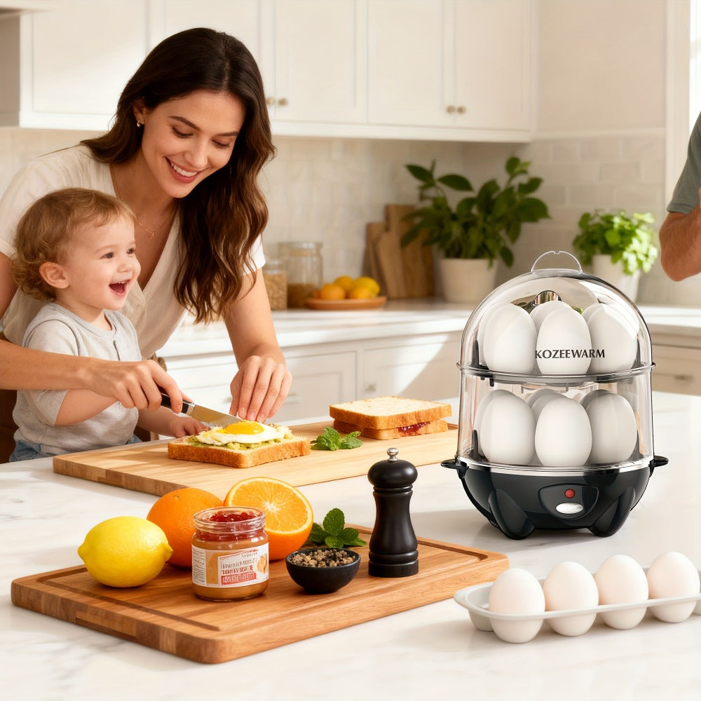 Electric Egg Boiler & Cooker with Auto Shut-Off ¨C Single & Double Layer, Multi-Function for Hard Boiled, Soft Boiled, Scrambled, Omelette, Steamed Vegetables & Dumplings, 4 Colors