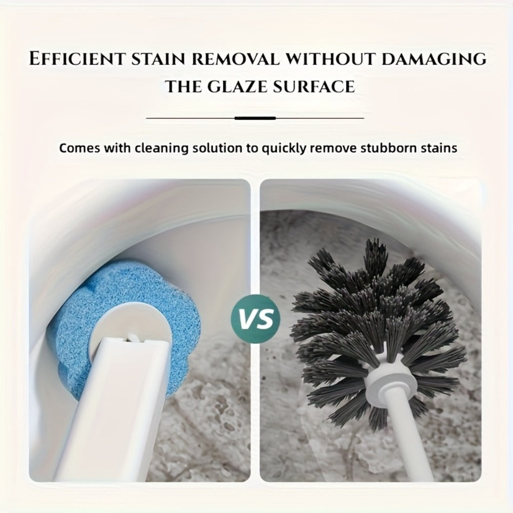 Disposable Toilet Brush Set with Replacement Heads ¨C Hygienic No-Touch Bathroom Cleaning Brush with Stand Easy Install