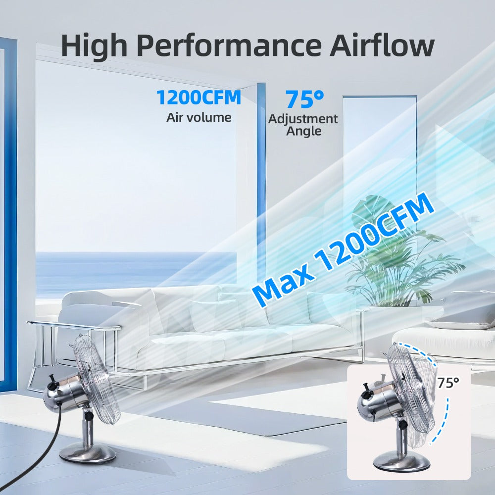 Oscillating Table Fan 12 Inch Quiet 3-Speed Adjustable Tilt with Safety Grill for Home Office Bedroom Dorm Desktop Personal Cooling Fan