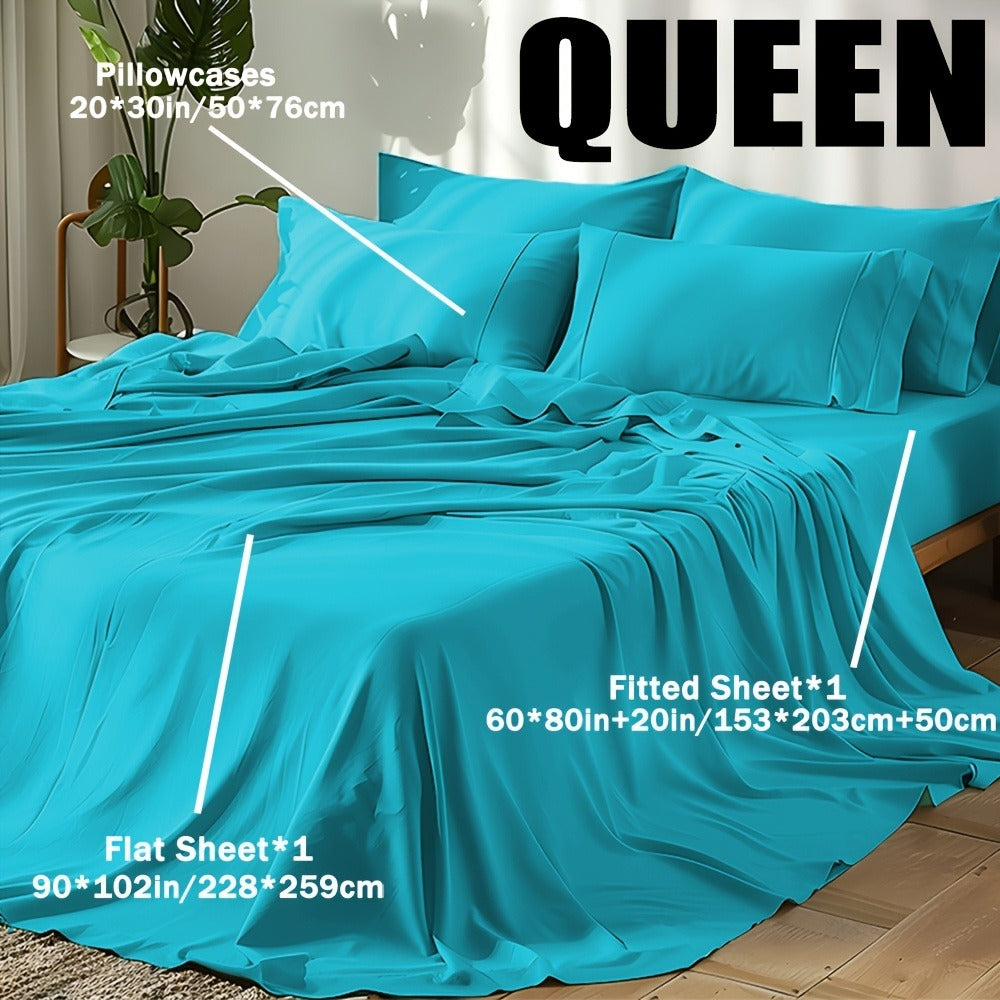 Fitted Sheet Set Cooling Deep Pocket - 2000TC Soft Microfiber Bed Sheet, Shrink Fade Wrinkle Resistant, 11 Colors 4 Sizes