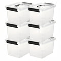 6-Pack Clear Storage Boxes with Latches & Lids ¨C 6 Quart Stackable Plastic Organizer Containers for Home, Bedroom, Bathroom & Kitchen