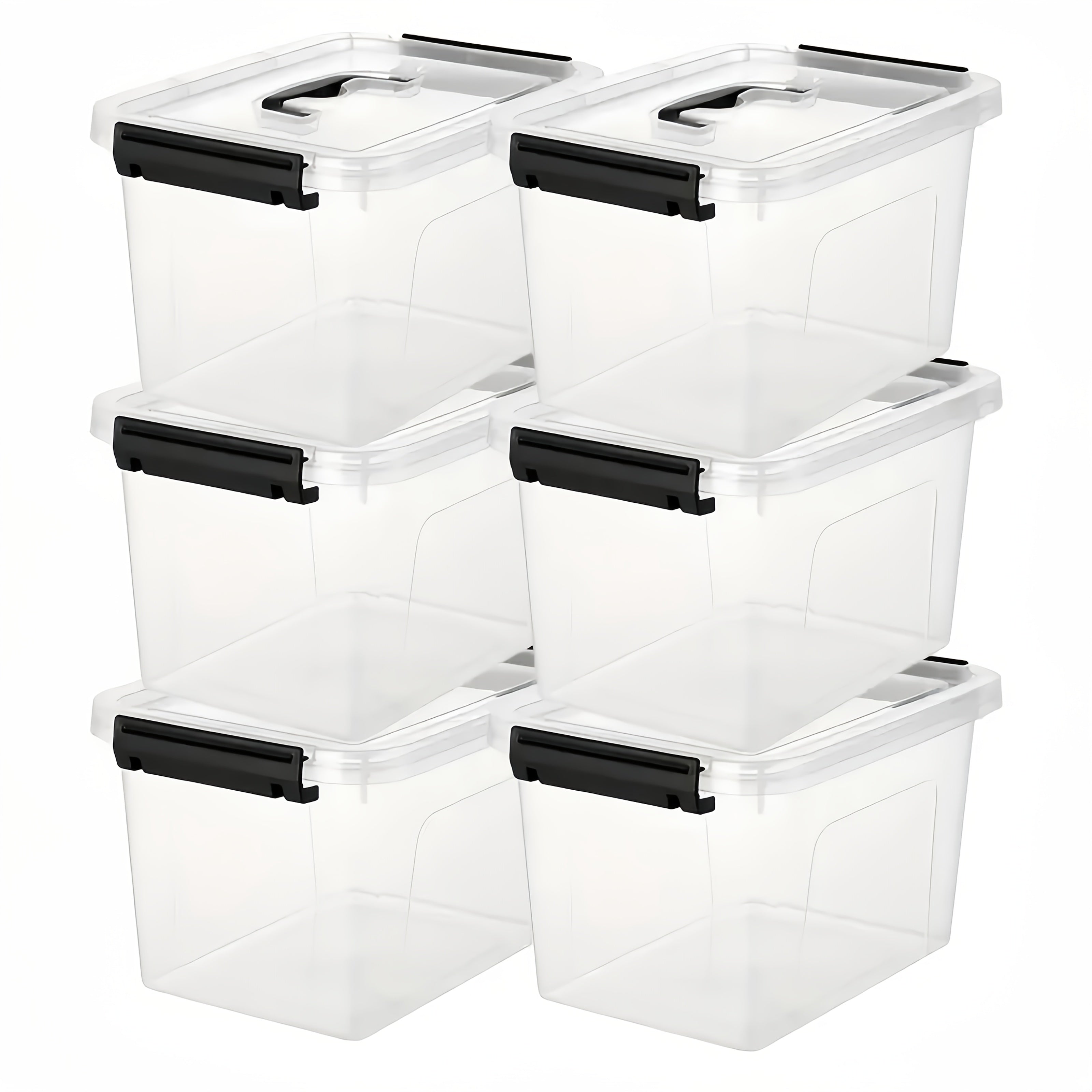 6-Pack Clear Storage Boxes with Latches & Lids ¨C 6 Quart Stackable Plastic Organizer Containers for Home, Bedroom, Bathroom & Kitchen