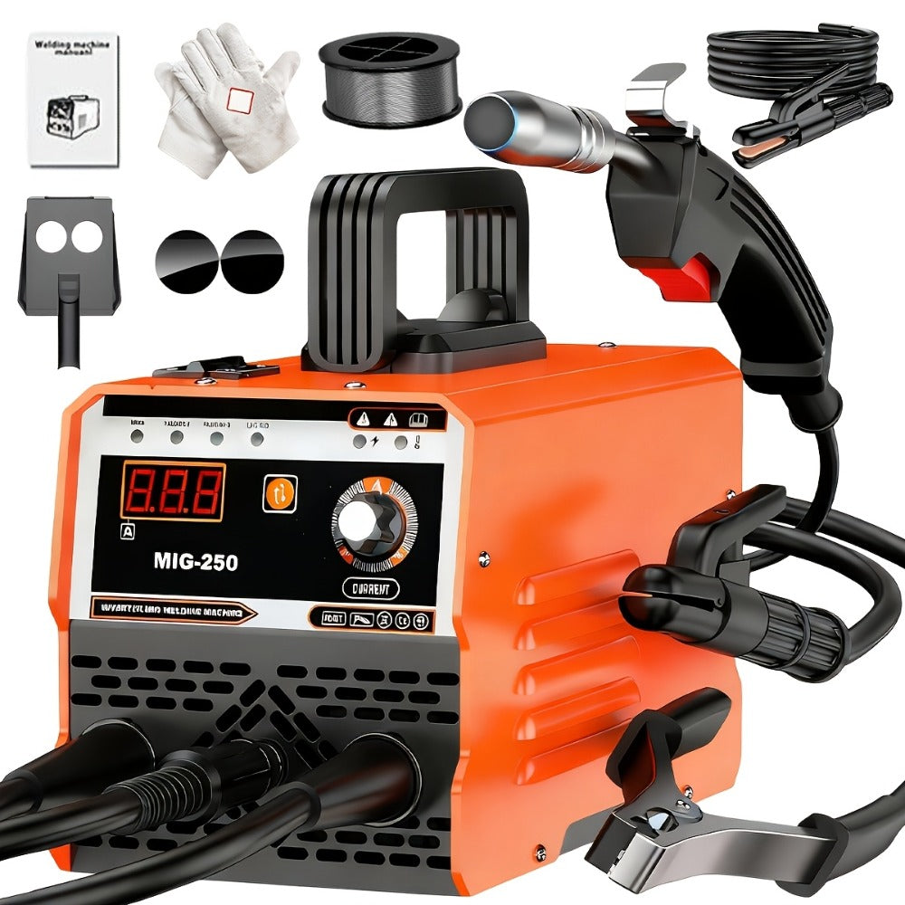 MIG Welder 3-in-1 Welding Machine 110V 105A Gasless MIG Stick ARC Portable Welder Kit with Rubber Case ¨C Complete Starter Set with Welding Wire Rods Mask Gloves for Beginners Home Industrial Repair