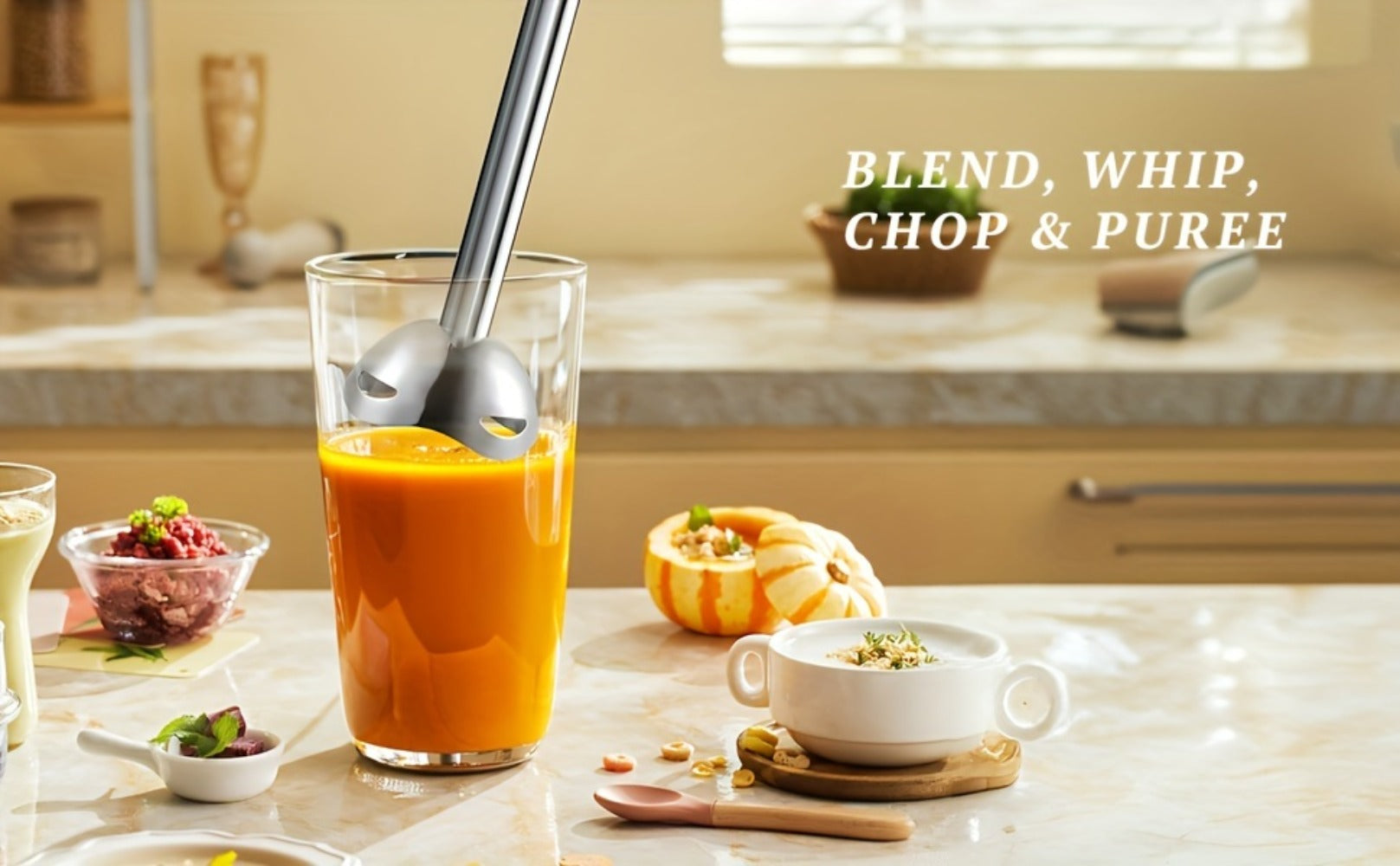 Immersion Blender 400W with Turbo Mode - Handheld Stick Blender with 304 Stainless Steel Blades, 2-Speed Electric Hand Blender, Detachable Shaft, Portable Immersion Mixer for Soups, Smoothies & Baby Food