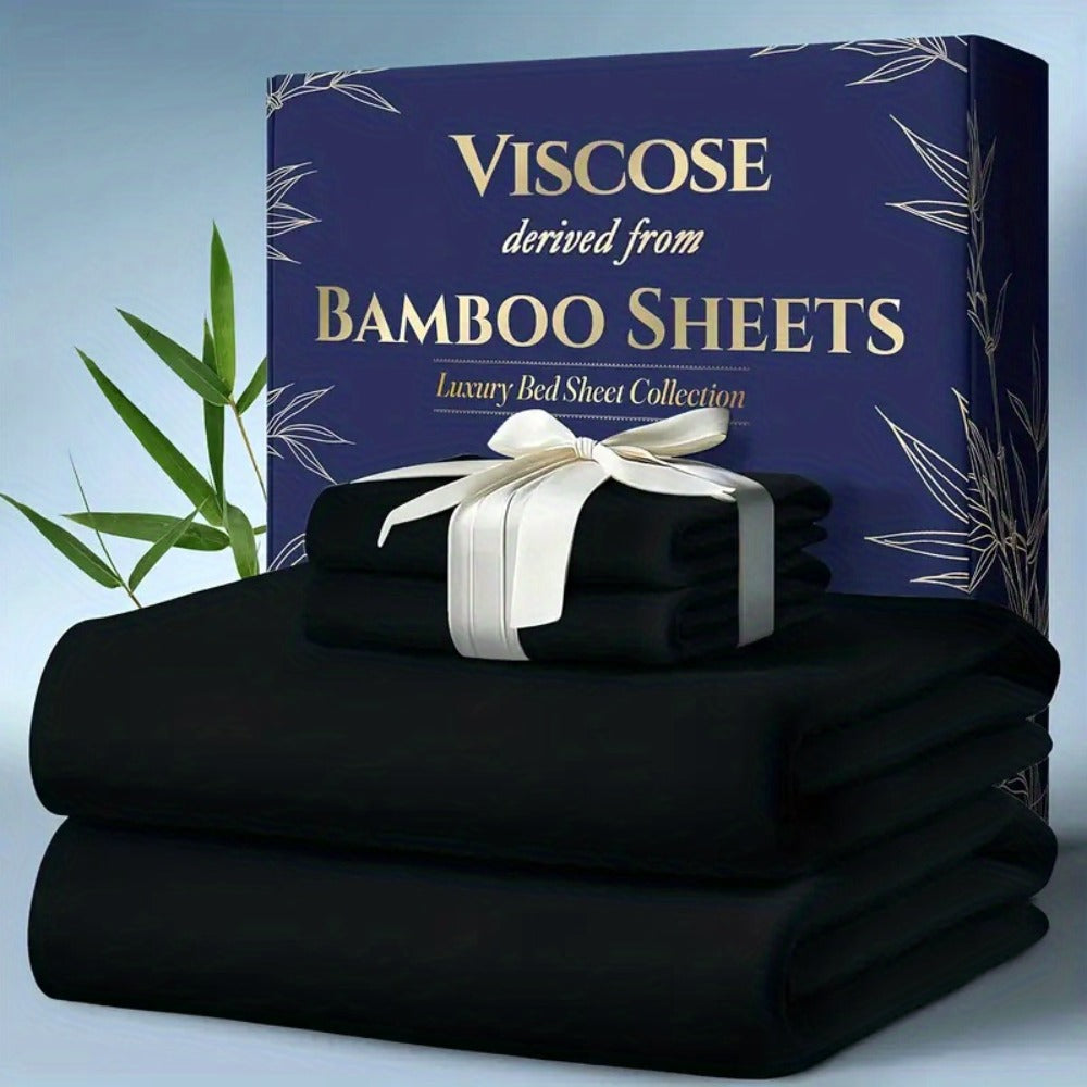 Bamboo Cooling Bed Sheets 6-Piece Set Deep Pocket Fits Twin Full Queen King Ultra-Soft Breathable Bedding for Hot Sleepers Machine Washable Double-Stitched