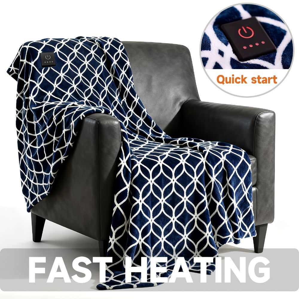Dual Control Electric Heated Blanket with 10 Heat Levels - 10-Hour Auto Shutoff, Overheat Protection, Fast Heating, Soft Flannel, Machine Washable, 4 Sizes & 4 Colors, Bedroom Gift Blanket