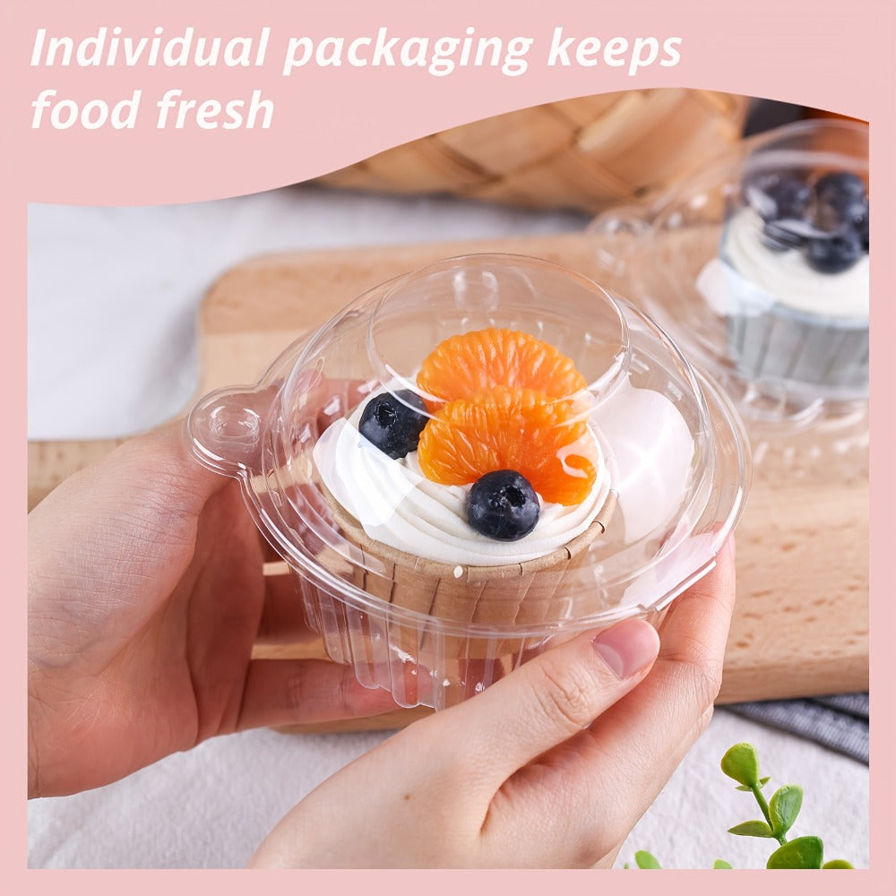 Individual Cupcake Boxes with Dome Lids 80 Pack - Clear Plastic Single Cupcake Containers with Flip Top Closure for Cupcakes Muffins and Pastries, Perfect for Bakery Home Kitchen Party Picnic and Gifting