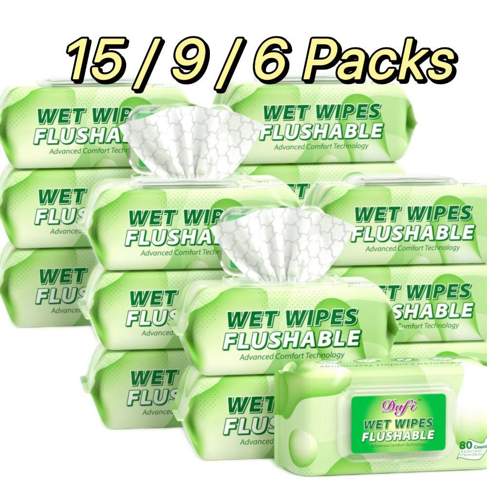 Flushable Wipes for Adults 1200 Count 15 Packs Unscented Toilet Wipes No Alcohol 100% Plant Based Fibers Septic Safe Sewer Safe Wet Wipes Bulk Value Pack for Sensitive Skin Personal Hygiene