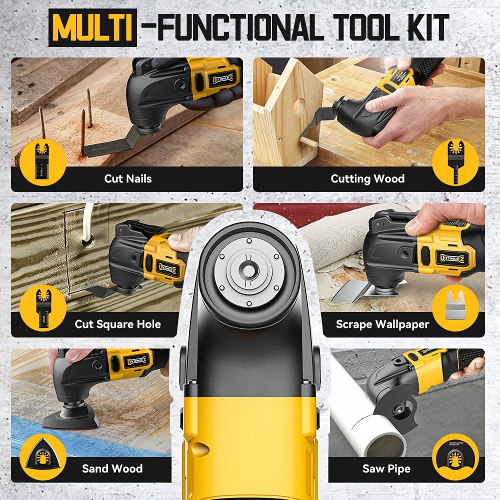 Oscillating Multi Tool Brushless Cordless Compatible with DeWalt 20V / 18V Battery ¨C 21000 OPM Variable Speed, 4.5¡ã Oscillating Angle, Anti-Vibration, Wood Cutting Blades & Sanding Pads (Battery Not Included)