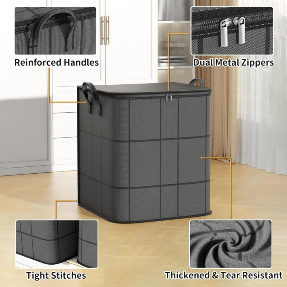 Large Clothes Storage Bags 3 Pack ¨C Collapsible Closet Organizer Bins with Reinforced Handles & Sturdy Zippers for Clothing Blankets Comforters Under Bed Storage