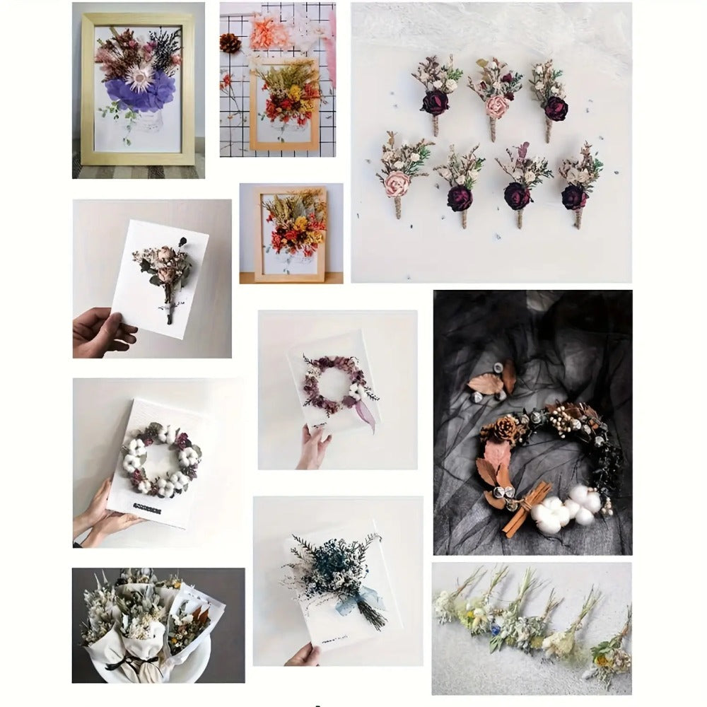 Dried Flowers 4 Boxes Mixed Colors - Natural Dried Floral Set for Candle Making, Resin Jewelry, Greeting Cards, Photo Frames, Scrapbooking & DIY Craft Decoration