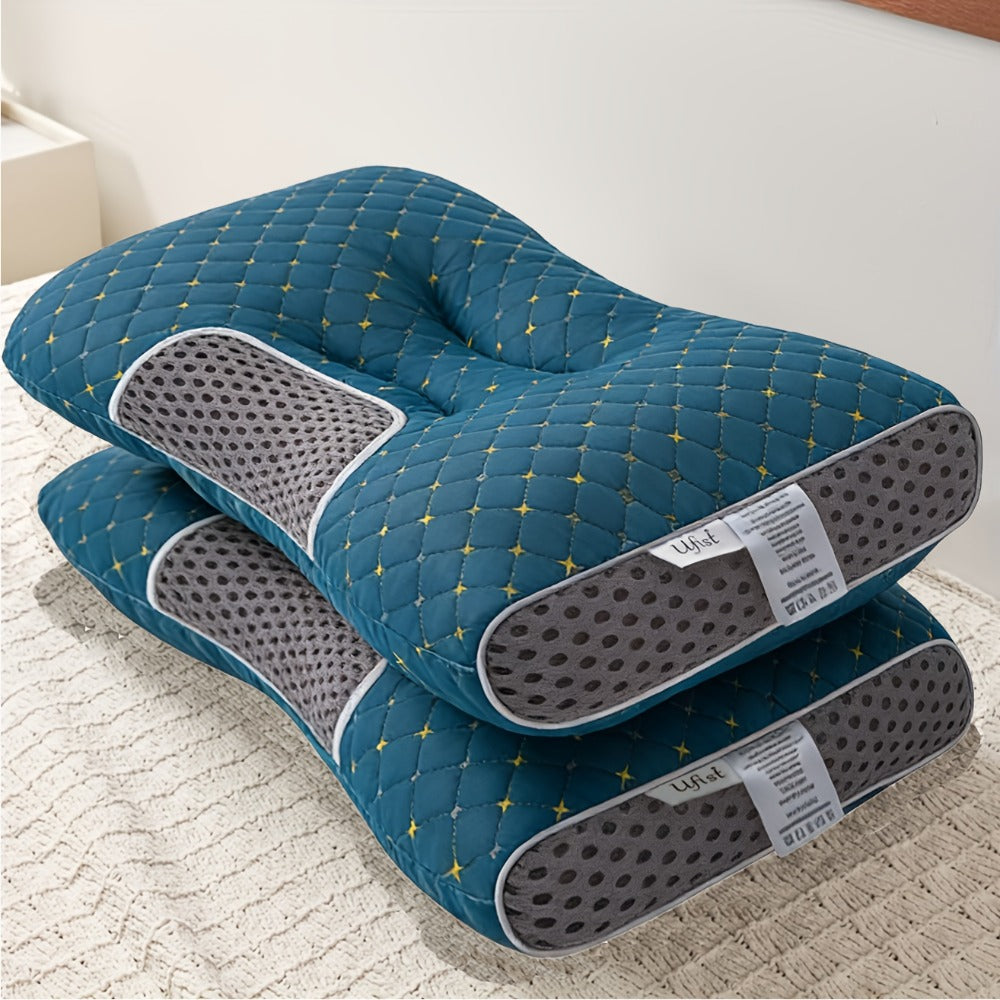 Ergonomic Neck Pillow 2-Pack Orthopedic Contour Support, Removable Zippered Cover, Breathable Fabric, All-Season Cervical Spine Relief, Neck & Shoulder Massager Pillow