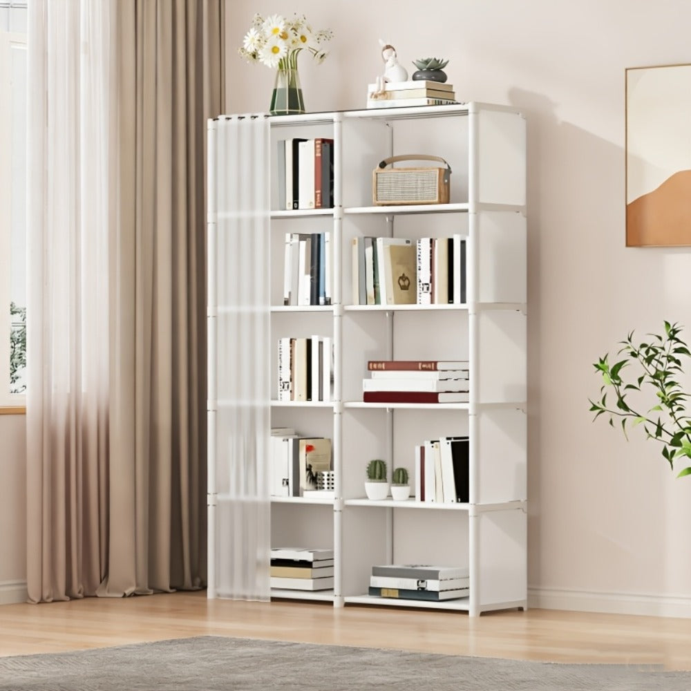 6-Tier Storage Rack Shelving Unit 15.75 Inch | Multi-Purpose Dust-Proof Organizer for Closet, Bedroom, Office & Dorm - Easy Assembly Clothing Bookshelf Utility Rack, Single & Double Row, Black & White