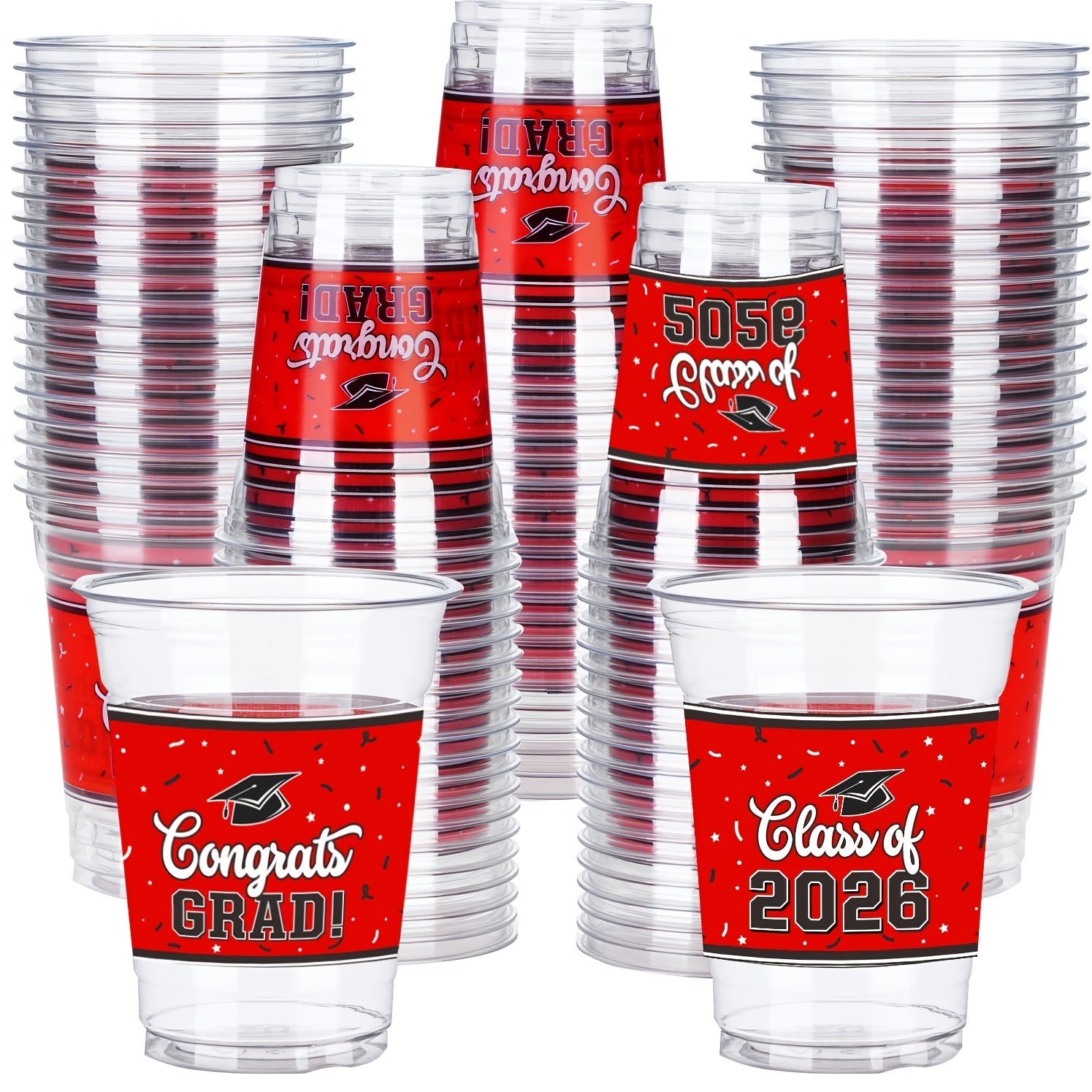 100Pcs Graduation Party Cups Class of 2026 Disposable Plastic Cups Congrats Grad Celebration Tableware Party Supplies