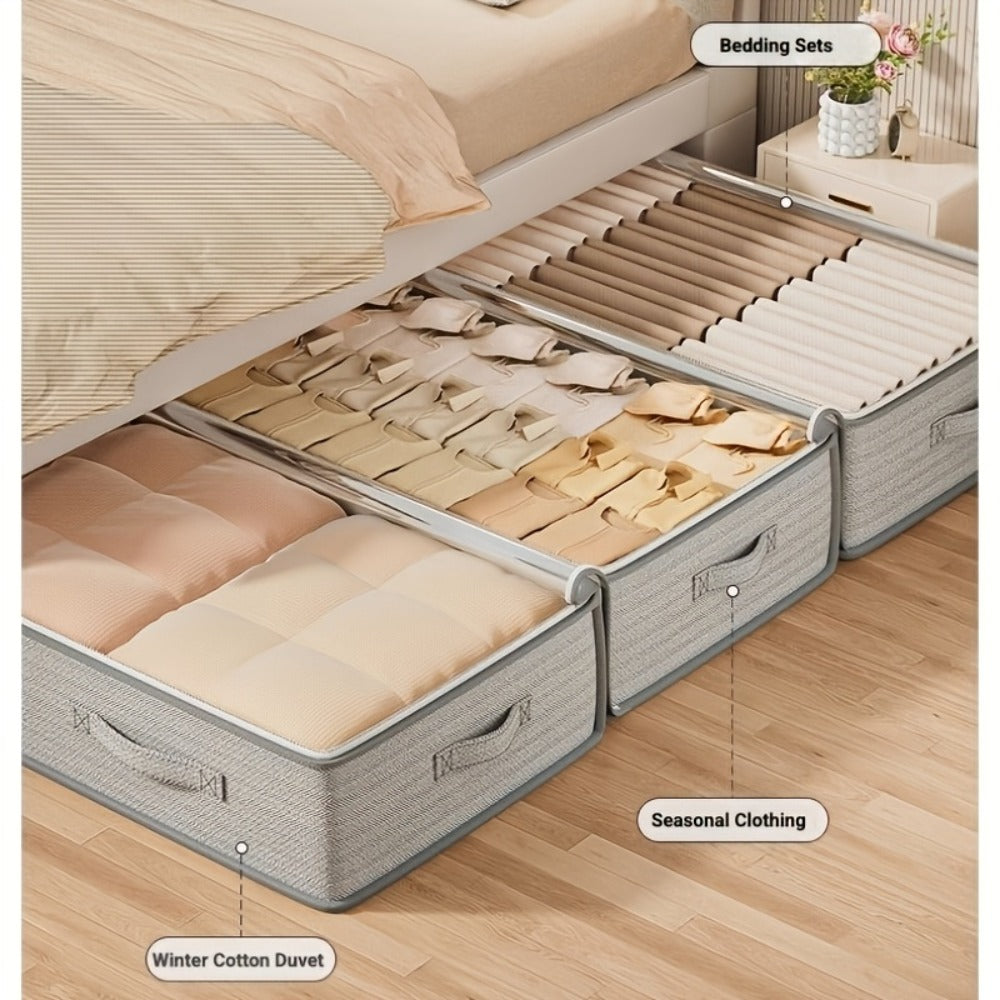 Under Bed Storage Box with Handles, Foldable Underbed Organizer, Large Capacity Container for Clothes & Blankets, Space-Saving Flat Drawer, Bedroom Closet Storage Bins (1/2/3/5 Pack)
