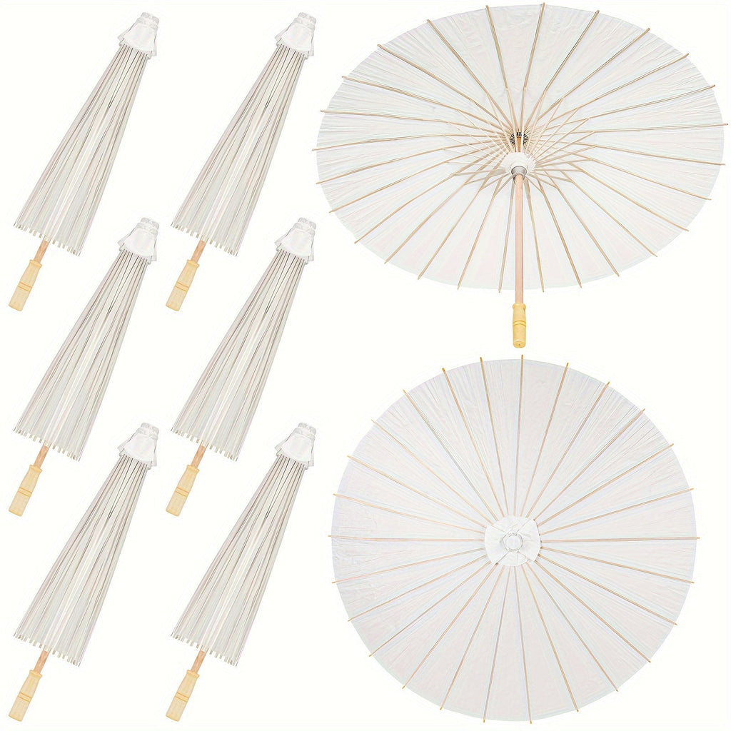 Paper Parasols 24 Pack 33 Inch - Decorative Paper Umbrellas for Party Photobooth Props, Wedding Decorations, Bridal Shower, Traditional Chinese Japanese Style with Wooden Handle