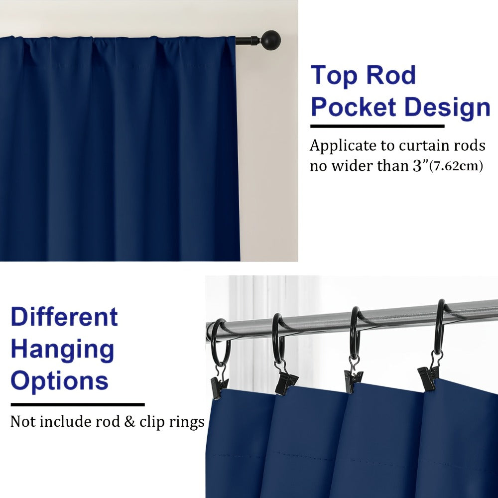 Blackout Curtains 4 Panels Thermal Insulated Room Darkening Drapes ¨C Rod Pocket, Energy Saving, Solid Color for Bedroom & Living Room, 7 Colors & Multiple Sizes