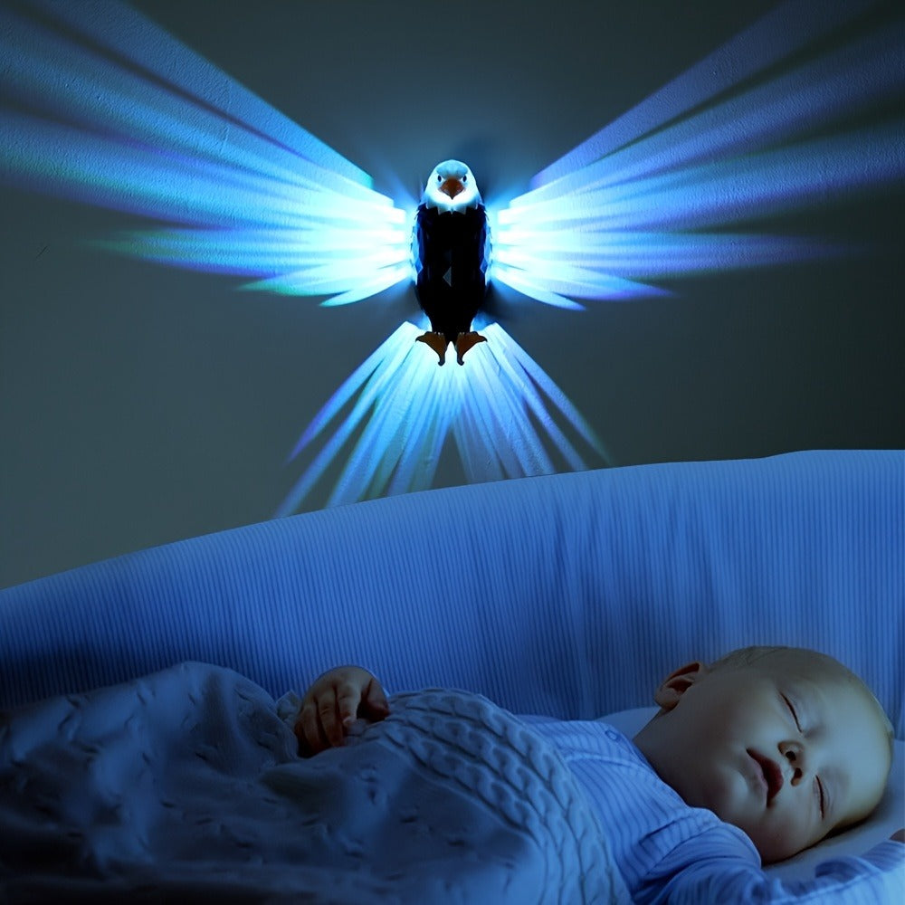 Eagle LED Wall Lamp ¨C Colorful Ambient Night Light with Motion Sensor, Rechargeable Battery, Remote Control & Magnetic Wall Mount for Bedroom Living Room Corridor Hallway Decor (Black)