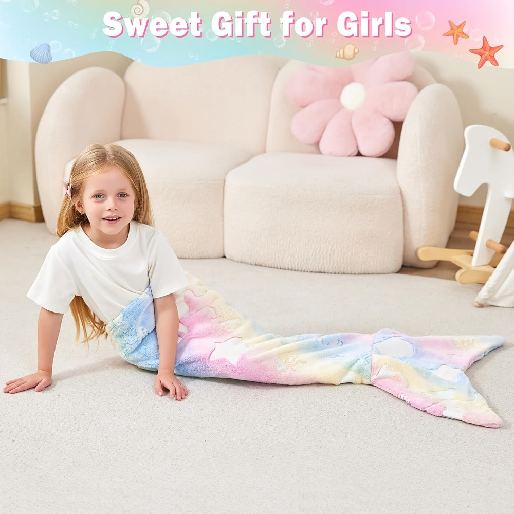 Mermaid Tail Sleeping Bag Blanket for Kids & Adults - Soft Flannel 200GSM Anti-Kick Cozy Bed Cover, Fun Novelty Bedding for Girls Boys Sleepovers Camping, 5 Colors: Green Red Blue Purple Yellow