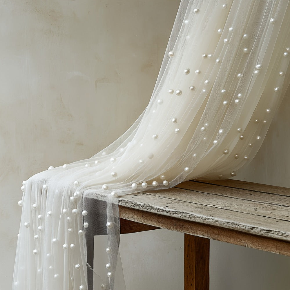 White Pearl Sheer Tulle Fabric Roll 160x300cm ¨C Elegant Organza Mesh for Wedding Backdrop Table Skirt Window Drape Party Decoration Bridal Shower Baby Shower Festive Event Decor