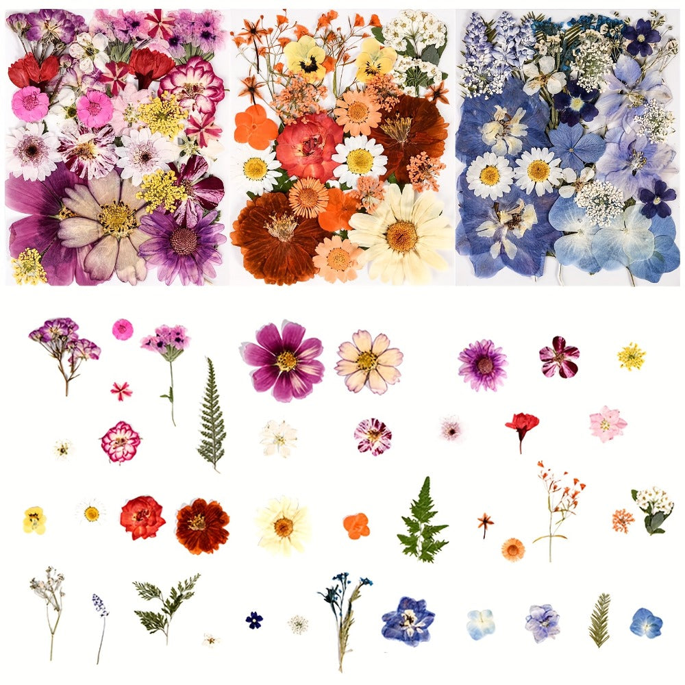 Dried Flowers Set 110 Pieces Vibrant Dried Flowers and Leaves for DIY Crafts Resin Jewelry Making Phone Case Candle Making Scrapbooking Epoxy Art Floral Decoration Nature Pressed Flower Kit for Adults