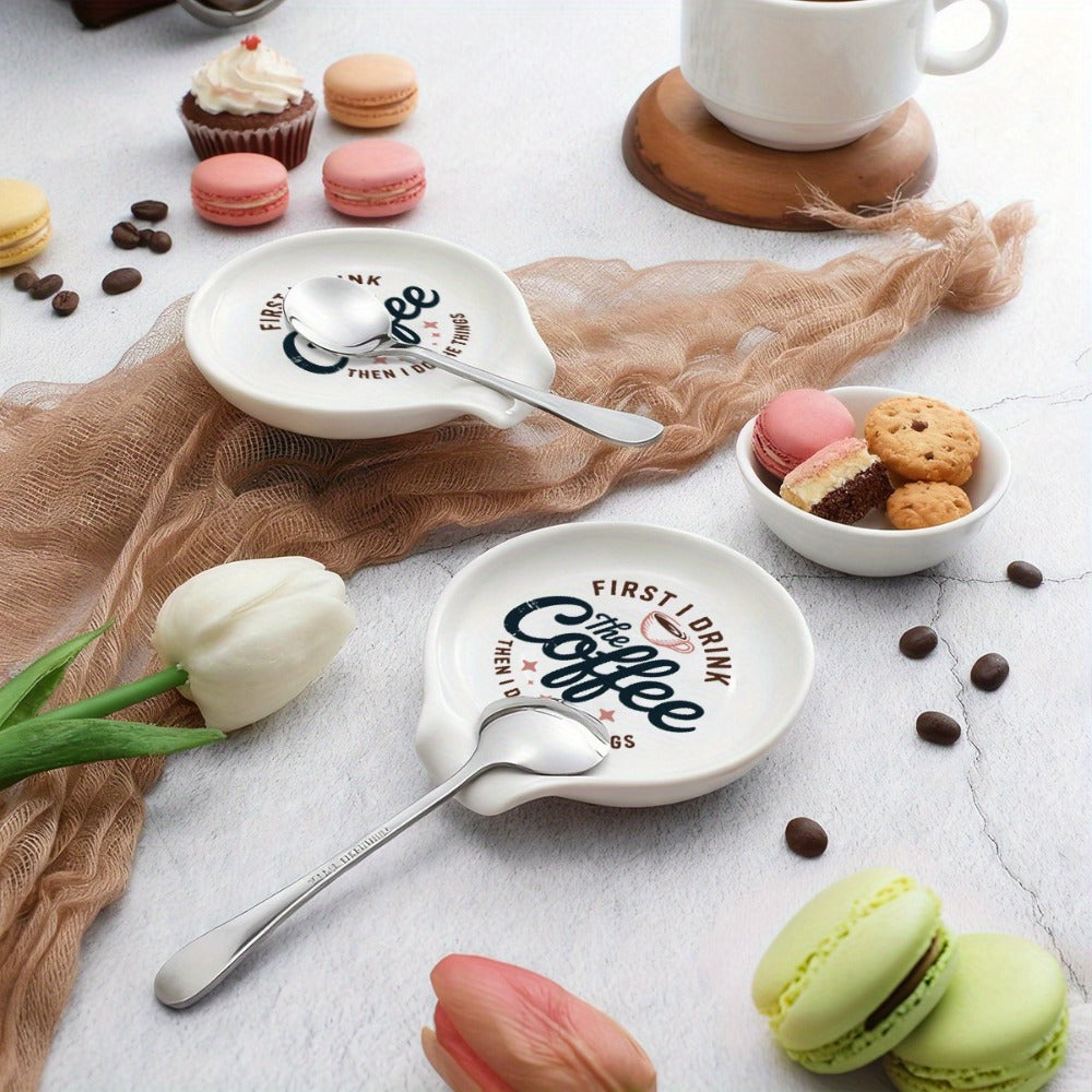 Ceramic Spoon Rest Funny Coffee Quote ¨C ¡±A Cup of No Return¡± Ceramic Utensil Holder for Coffee & Tea Spoons, Cute Spoon Holder for Kitchen Counter, Cafe Decor, Perfect Coffee Lover Gift