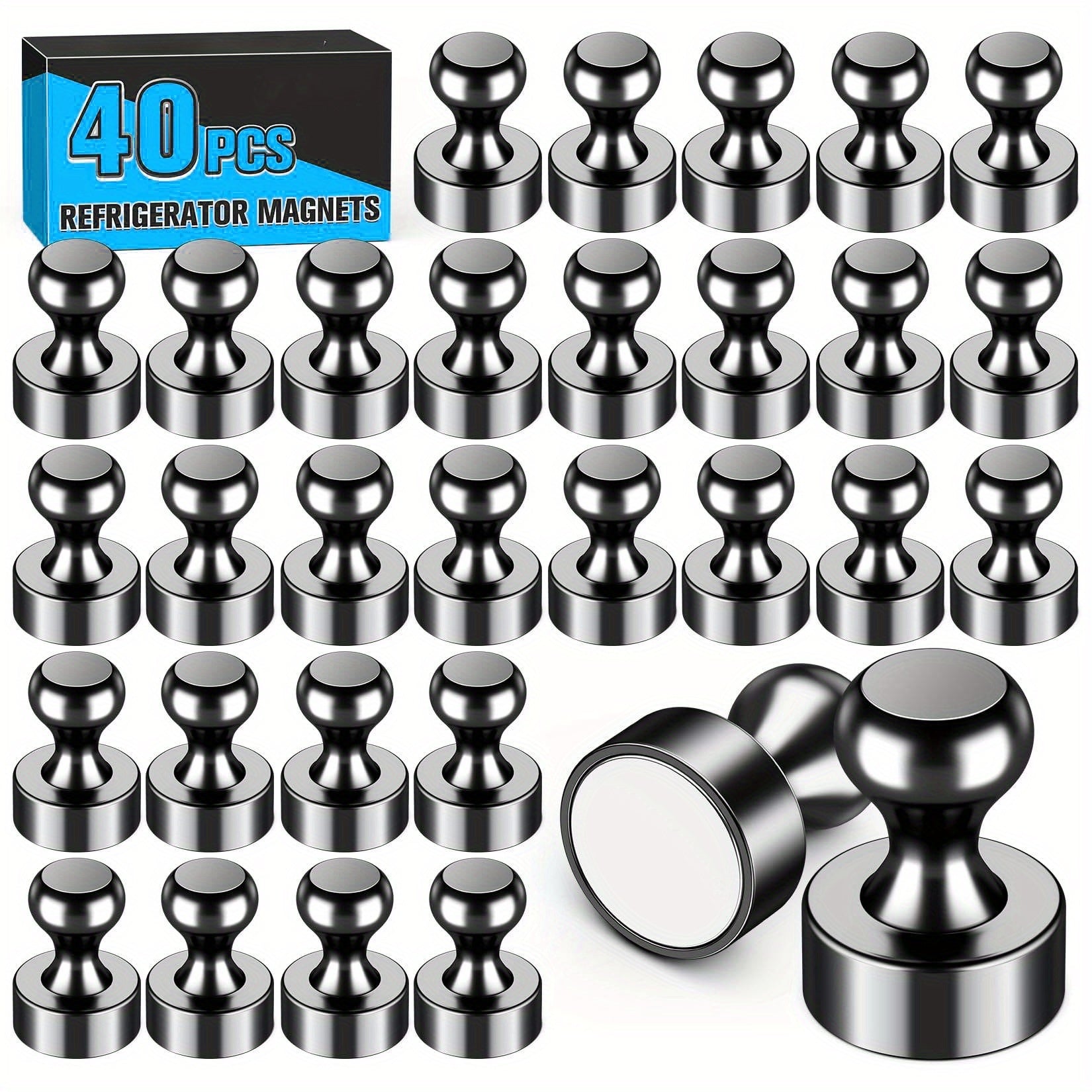 Refrigerator Magnets 40 Pack Black Round Fridge Magnets Strong Whiteboard Magnets for Kitchen Office Locker Bulletin Board Small Magnets for Adults