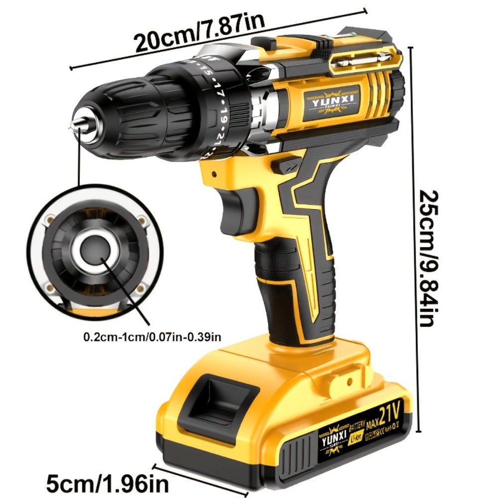 Cordless Impact Drill Set 21V ¨C Electric Power Drill with 2.0Ah Battery, Fast Charger, Screwdriver Bits, Work Light, Variable Speed & Torque Control for Home & Car Repair, Men's Gift
