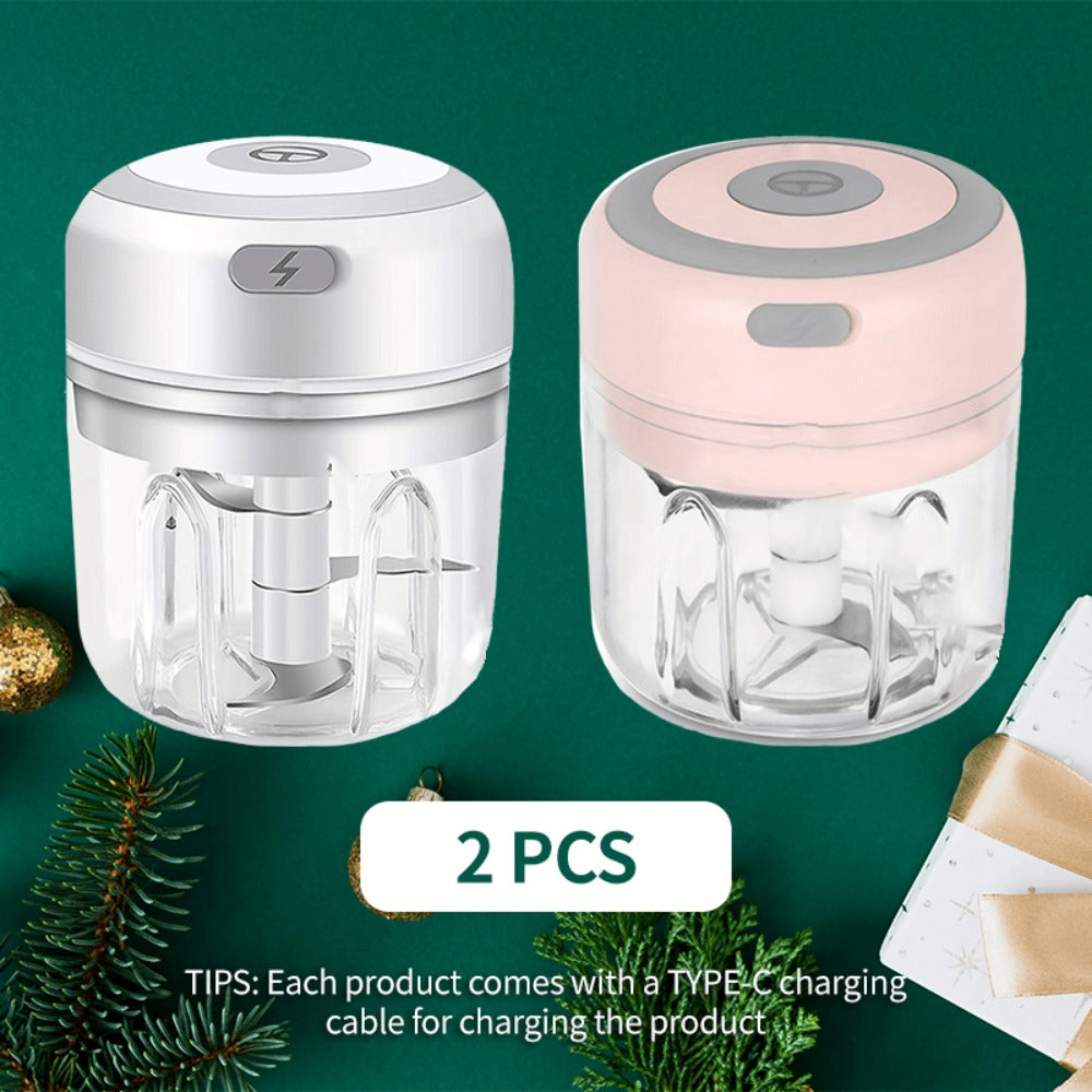 USB Electric Mini Food Chopper & Garlic Crusher, Portable 8.45oz Electric Vegetable Chopper with Meat Grinder Attachment, Rechargeable Kitchen Food Processor for Camping, Picnic & Home Use