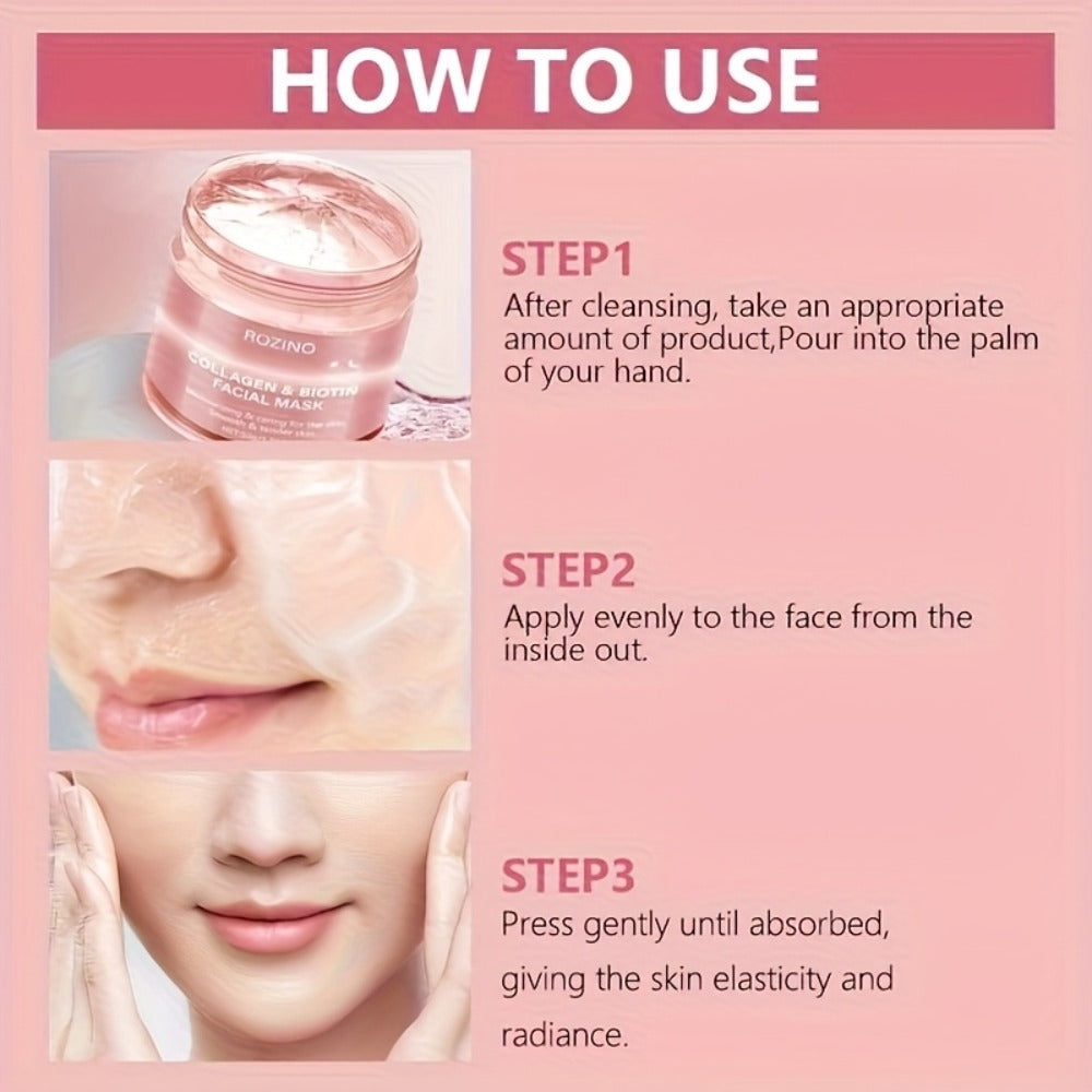Biotin Collagen Face Mask 50g, Hydrating Anti-Aging Skin Firming Mask, Day & Night Brightening Treatment, Smooths Wrinkles & Plumps Skin for Youthful Radiant Complexion ¨C Ideal Skincare Gift for Women