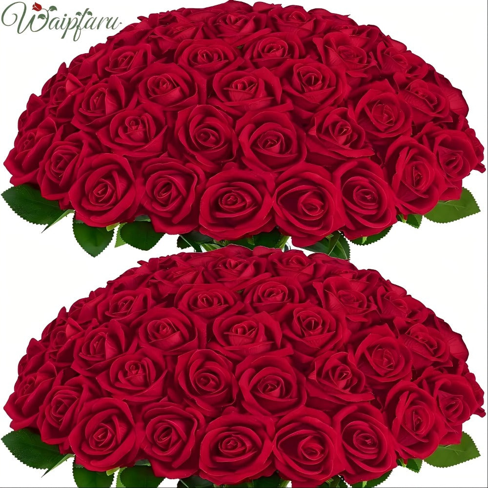 Artificial Roses Bulk with Long Stems ¨C Real Touch Velvet Fake Flowers for Wedding Bouquet, Bridal Centerpiece, Valentine's Day, Mother's Day, Home Decor (50/100pcs, Multi Colors)
