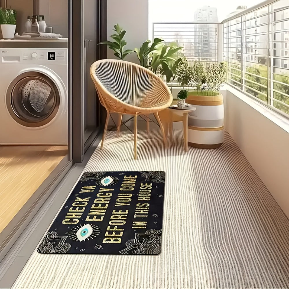 Funny Doormat Check Ya Energy Before You Come In This House Quick Dry Anti-Slip Back Entrance Indoor Bedroom Rug Novelty Welcome Mat Home Decor Gift 24x16in 31x20in